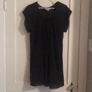 Black shift dress with flutter sleeves